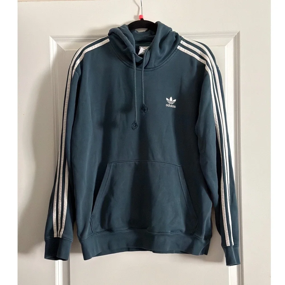 Adidas Teal Adicolor Classics Hoodie 3-Stripe Pullover Size Medium